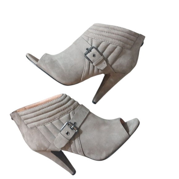 Sigerson Morrison Gray Peep Toe Ankle Booties with Stiletto Heel Size 6.5 - Picture 1 of 14